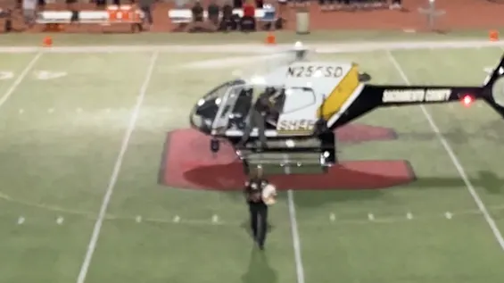 Sheriff's Helicopter Arrival Takes Homecoming to New Heights!