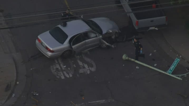 Driver Crashes into Pole: A Close Call on Fruitridge Road!