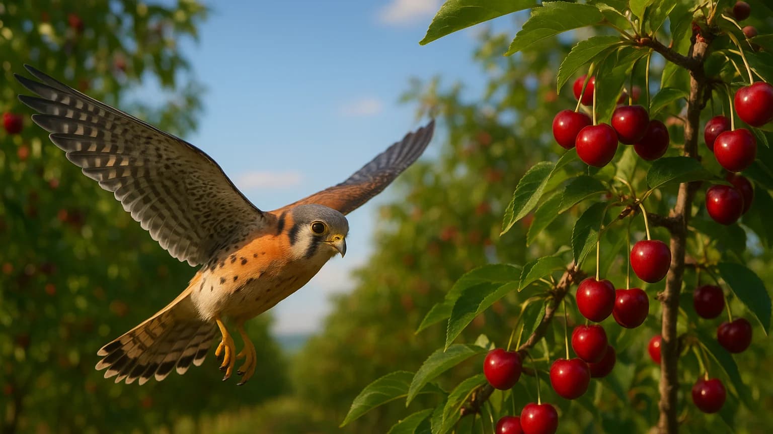 Hawks in the Orchard: How American Kestrels Are Saving Michigan Cherry Crops!