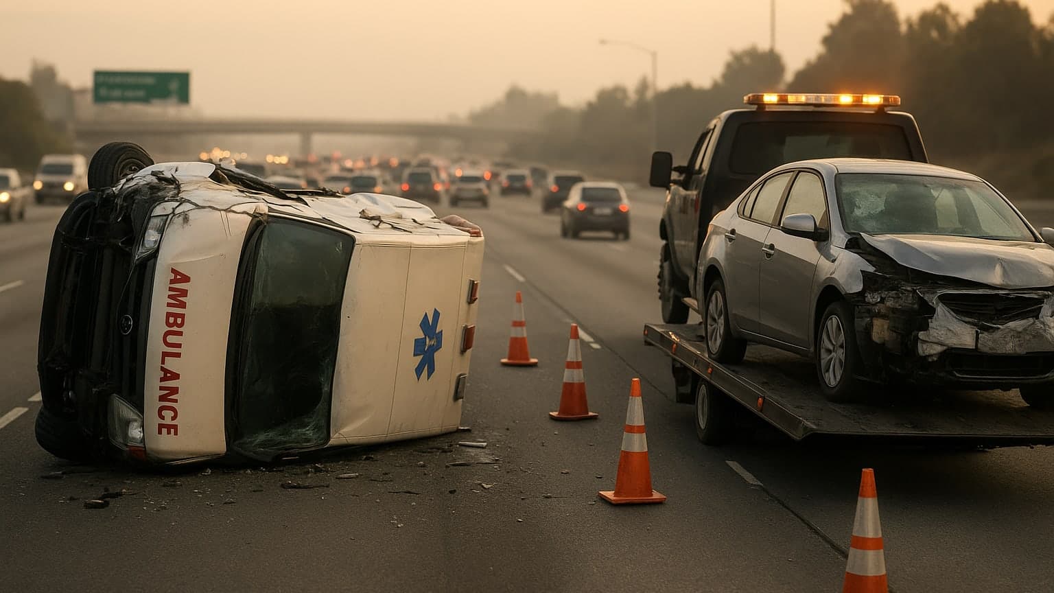 Traffic Tangle: Ambulance Crash Closes Highway 99 in Elk Grove