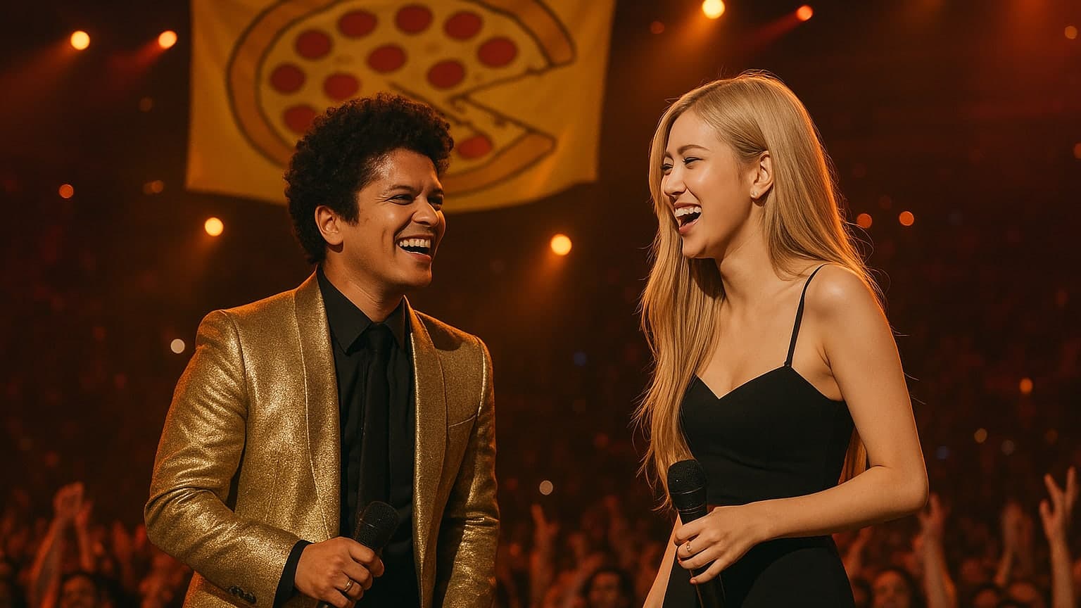 When Pizza and Pop Stars Collide: Bruno Mars and Rosé at the Grammys!