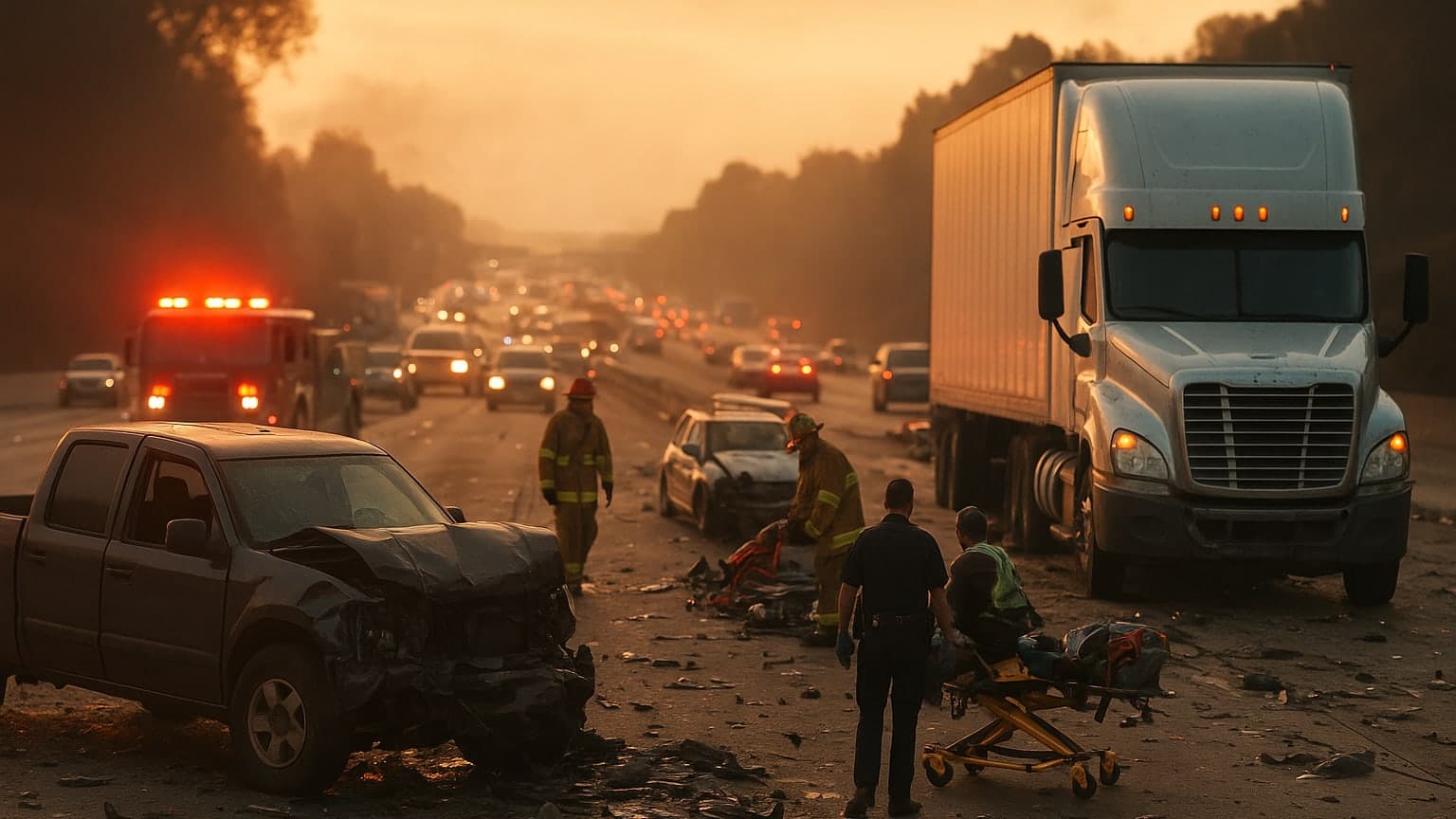 Tragic Chain Reaction: Pickup Driver Killed in I-5 Crash
