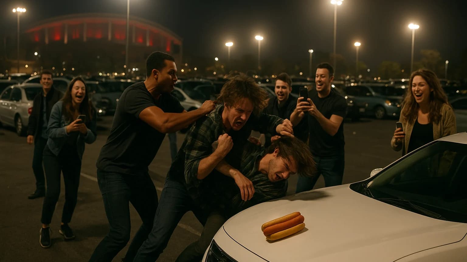 Concert Chaos: When a Hot Dog Hits the Hood!