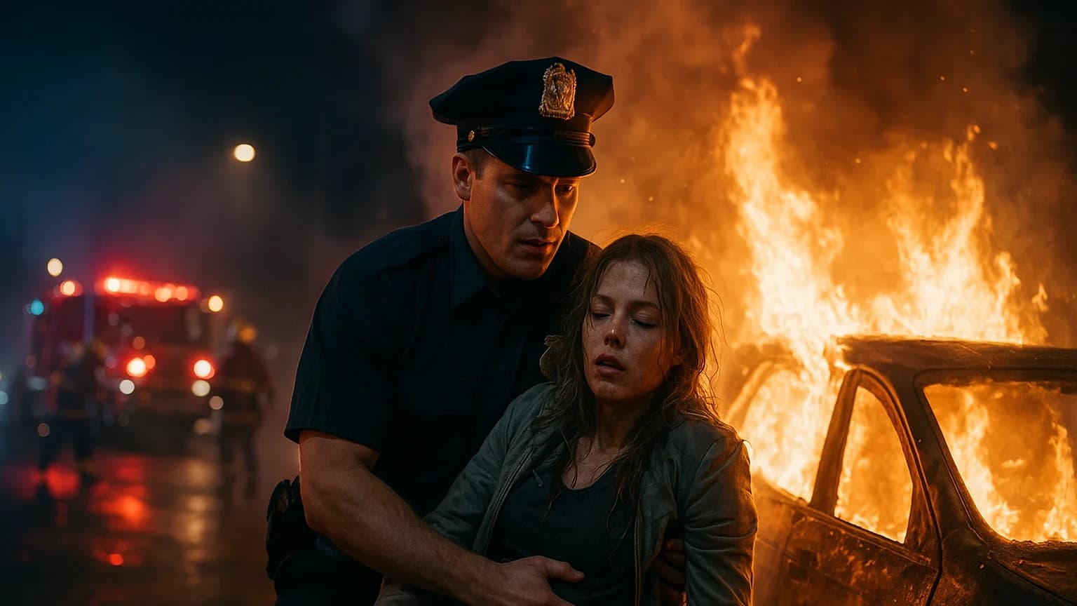 From Flames to Freedom: How a Brave Officer Saved a Woman from a Burning Car