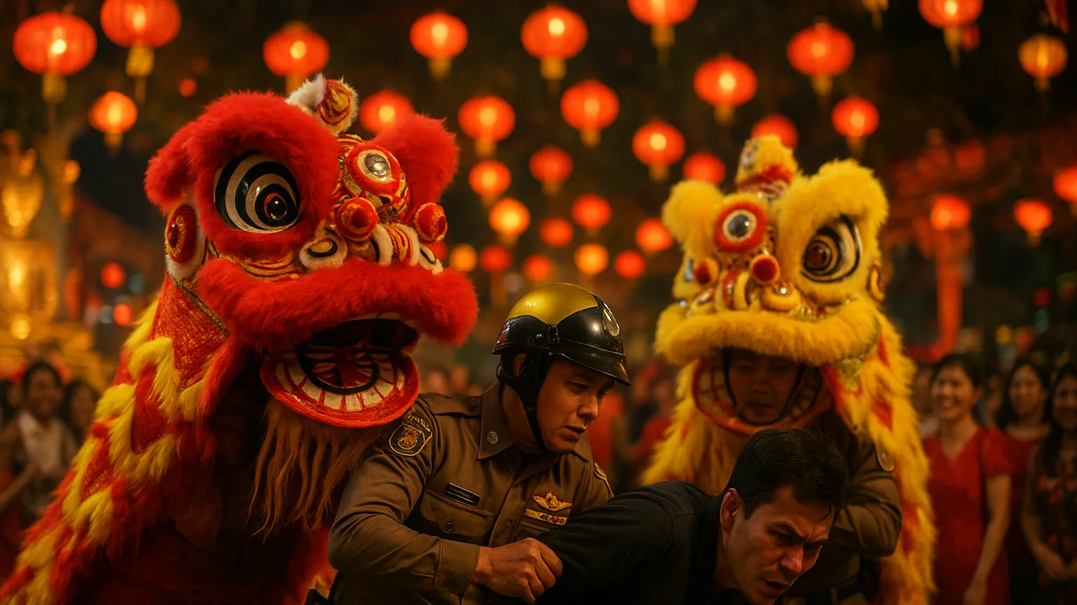 Police Go 'Undercover' as Lion Dancers to Snag Art Thief During Lunar New Year!