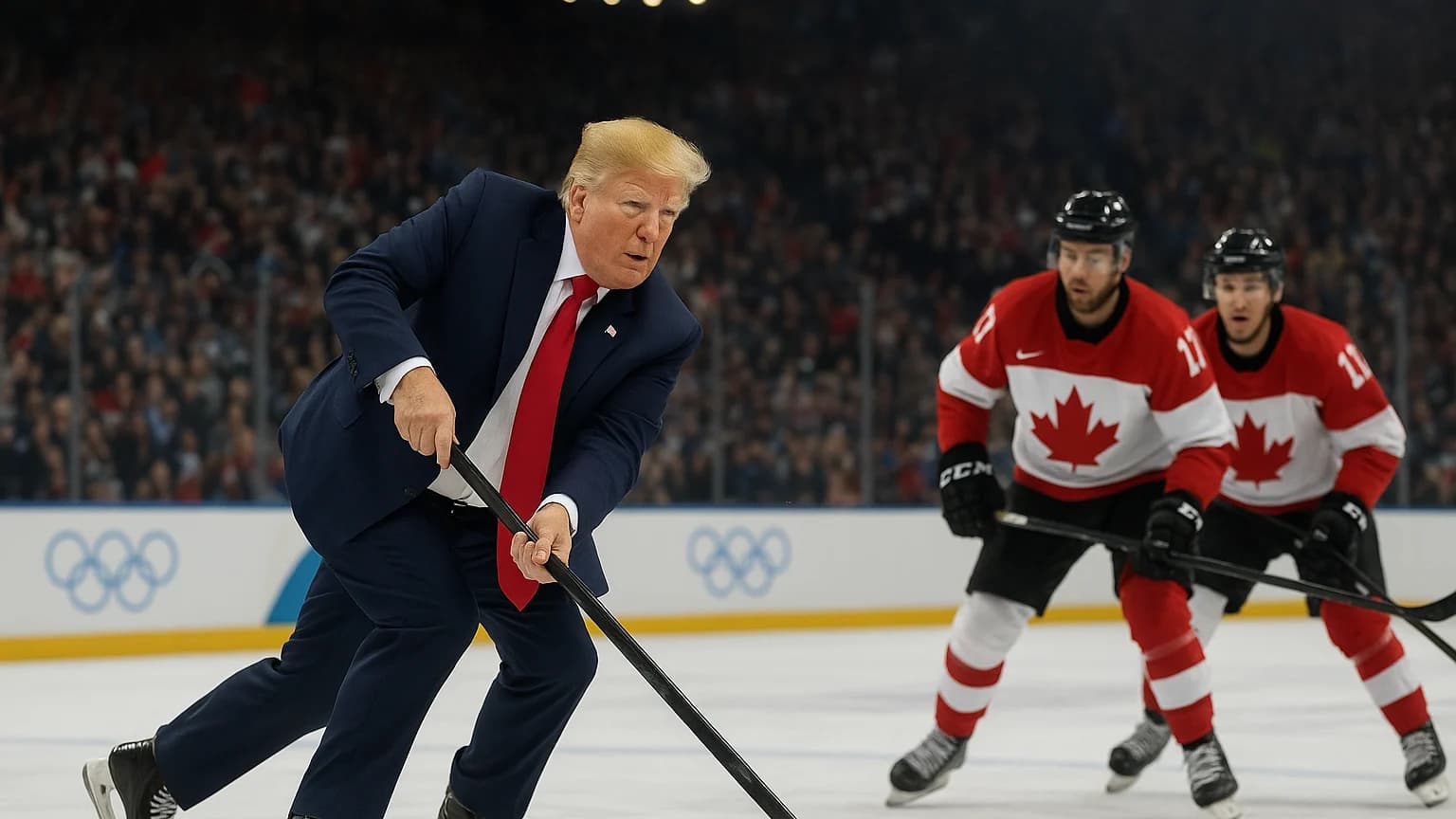Trump Dons Skates: Watch Him Steal the Spotlight in Hilarious Olympic Hockey Video