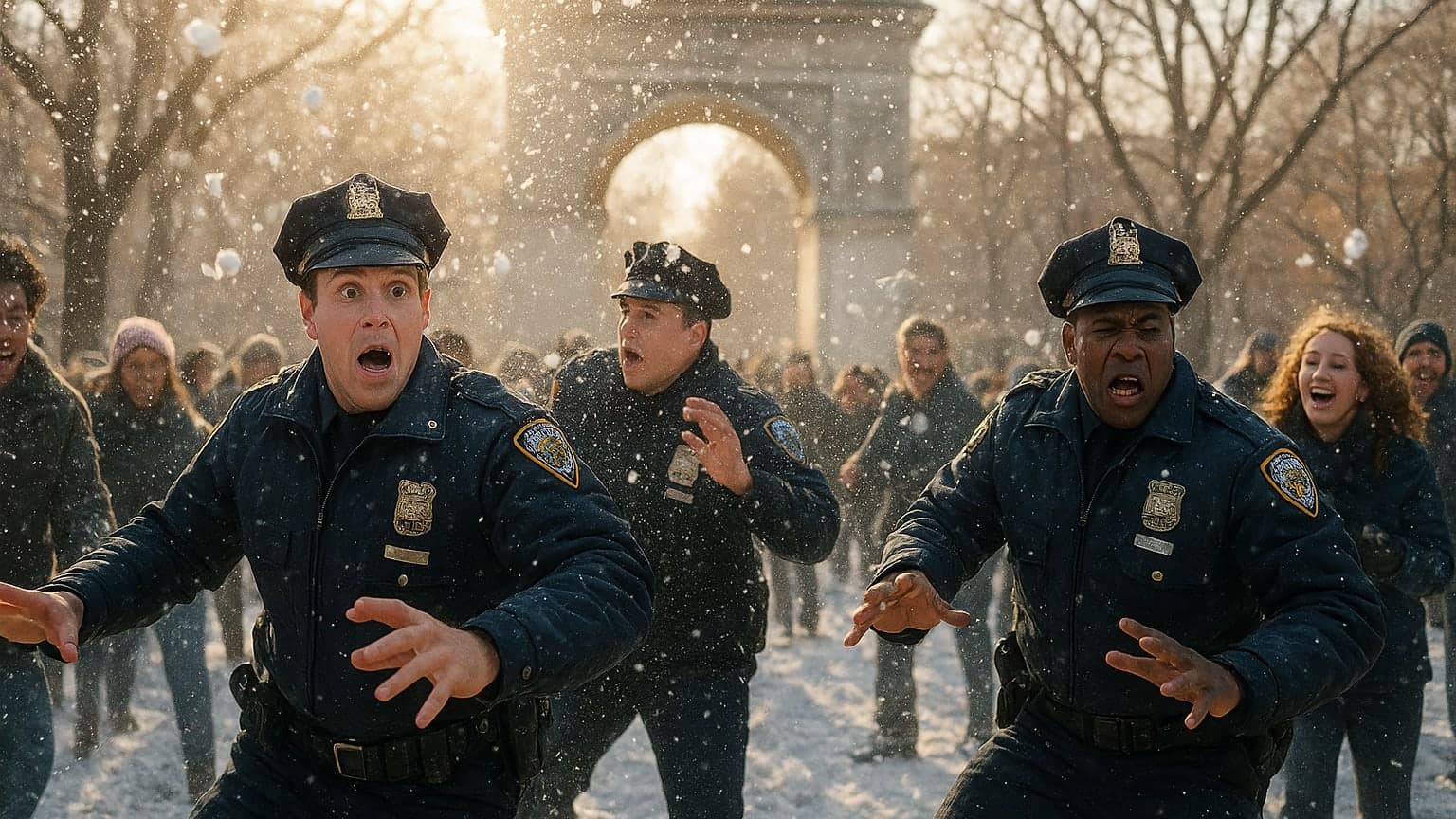 When Snowballs Fly: NYPD Officers Face Off in a Winter Showdown