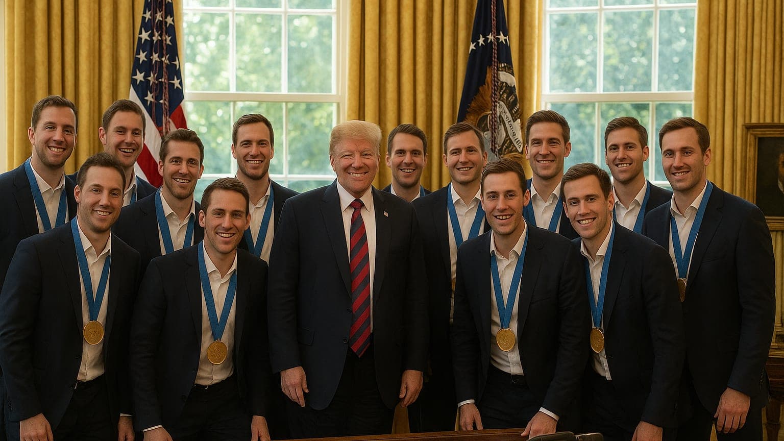 Gold Medals and Presidential Greetings: U.S. Hockey Team Celebrates at the White House!