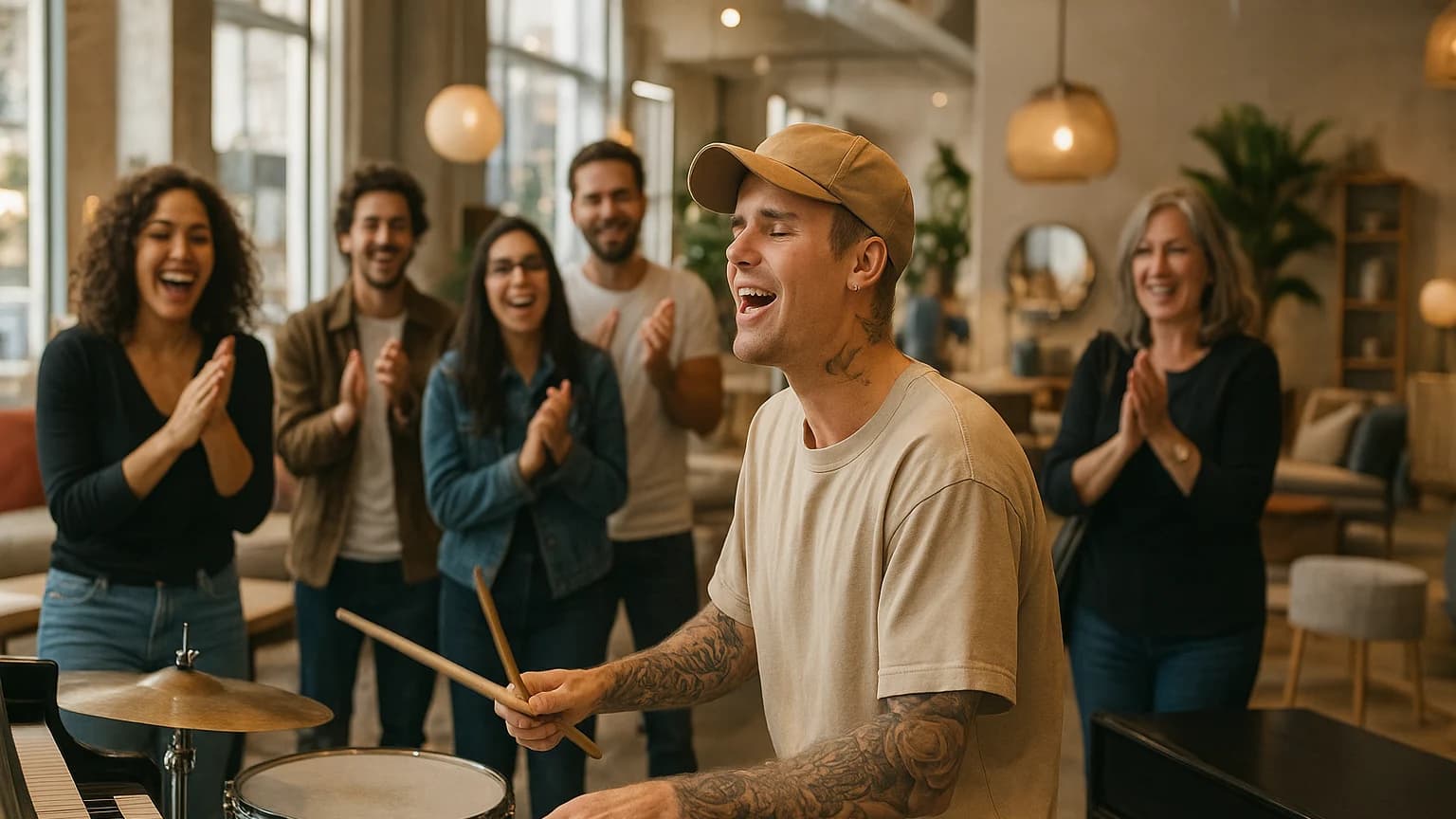 Justin Bieber Turns Furniture Store into His Personal Stage – You Won't Believe What Happened!