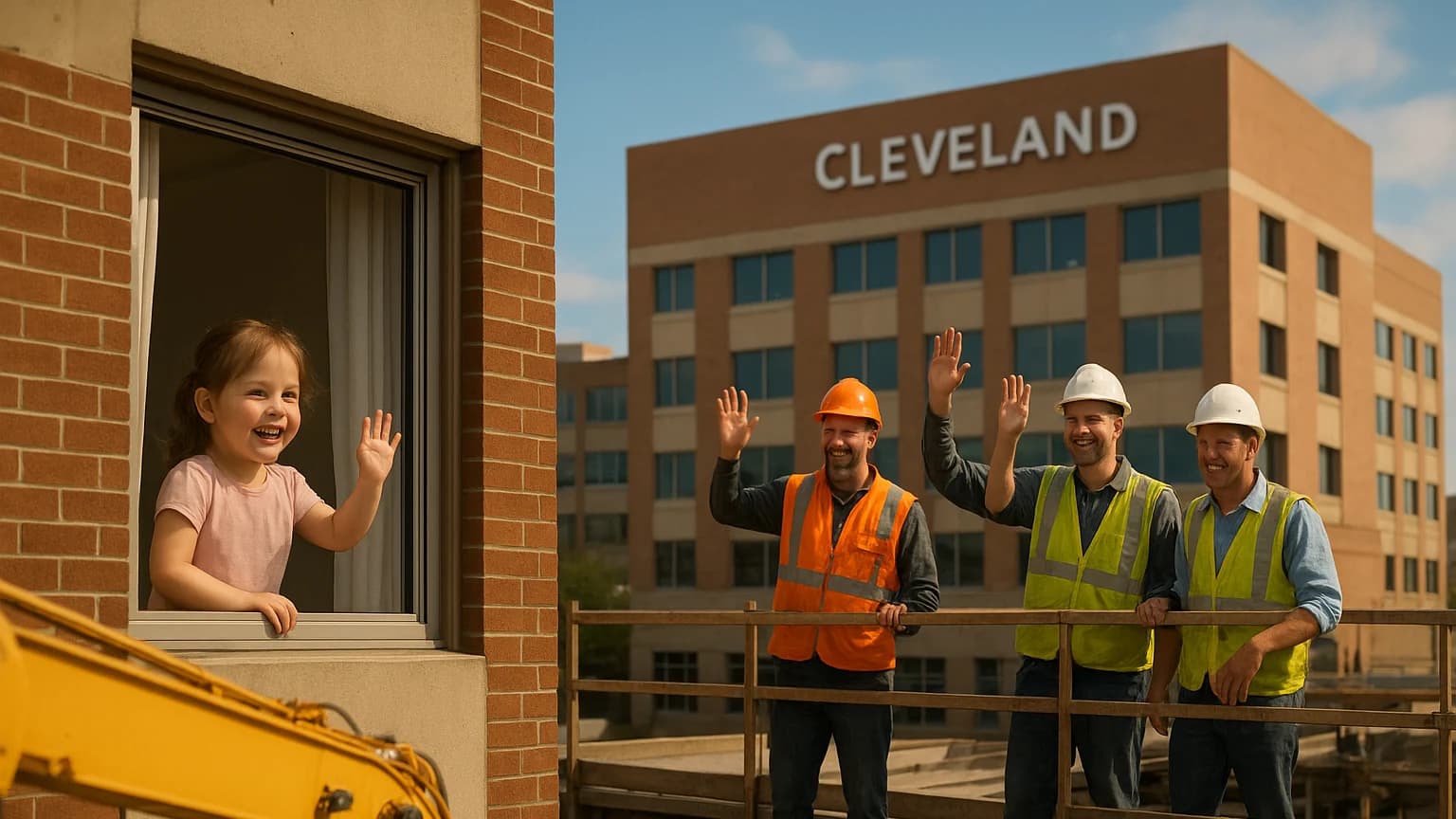 Construction Workers Wave Hope: A Heartwarming Connection with a Brave Young Girl
