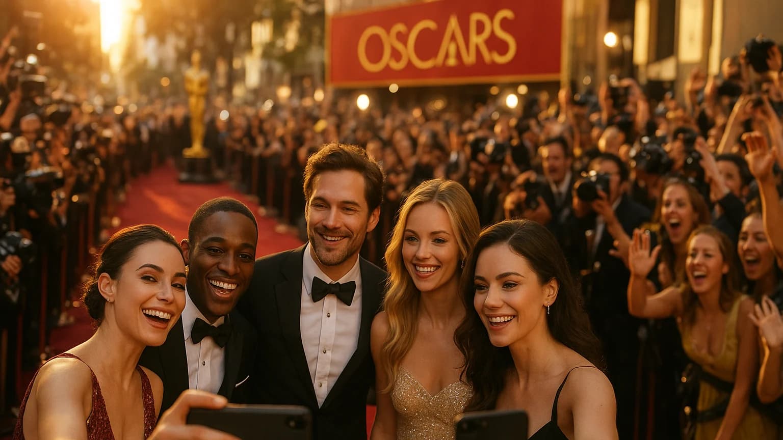 Lights, Camera, Selfies: Celebs Embrace the Oscar Red Carpet Snap!