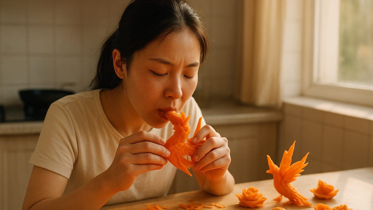 Carrot Couture: Meet the ‘Human 3D Printer’ Carving Art with Her Teeth!