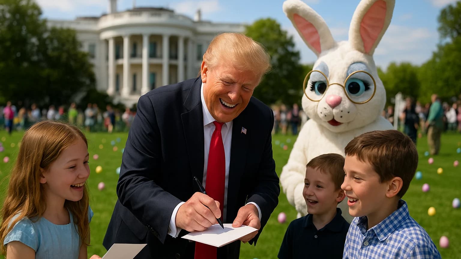 Trump Signs Autographs at Easter Egg Roll: Kids Lovin’ It, Politics Not So Much!