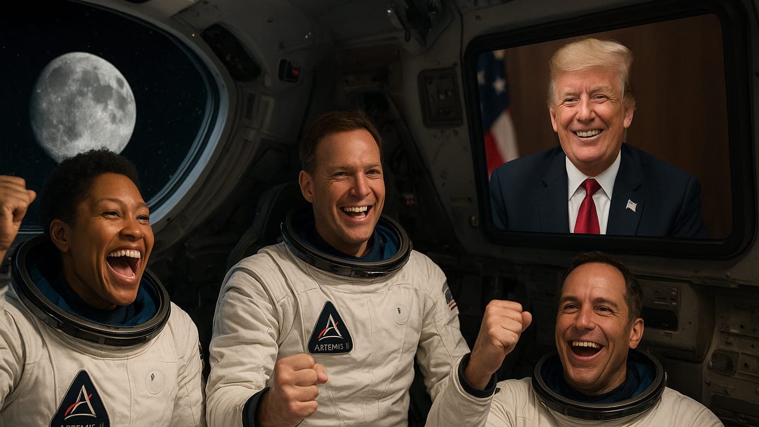 Trump Calls NASA's Modern-Day Pioneers on Their Historic Lunar Journey