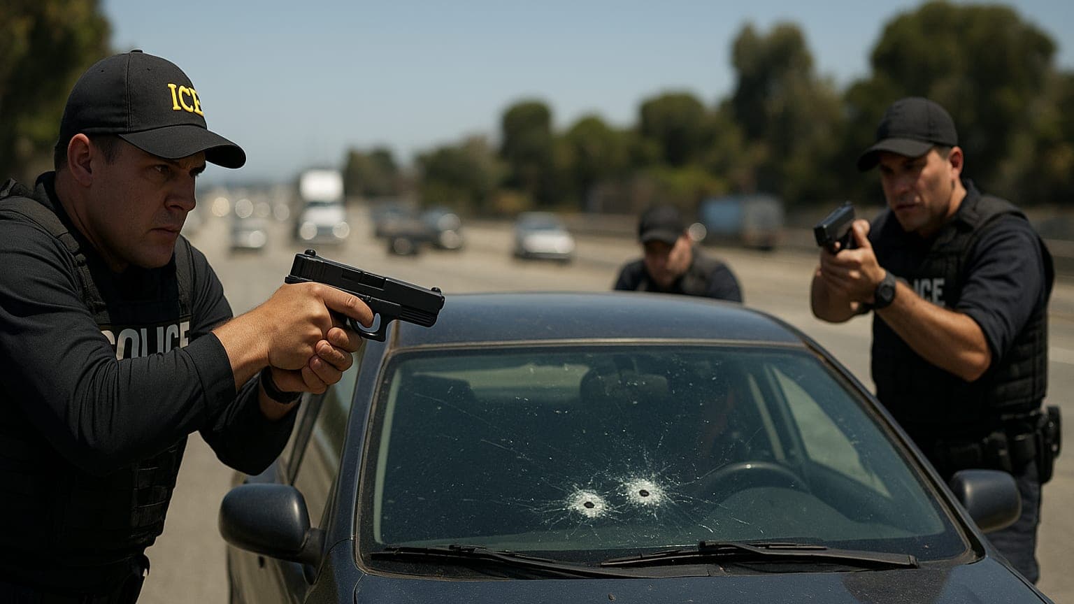 Highway Showdown: ICE Officers Fire at Gang Member in Dramatic Dashcam Footage