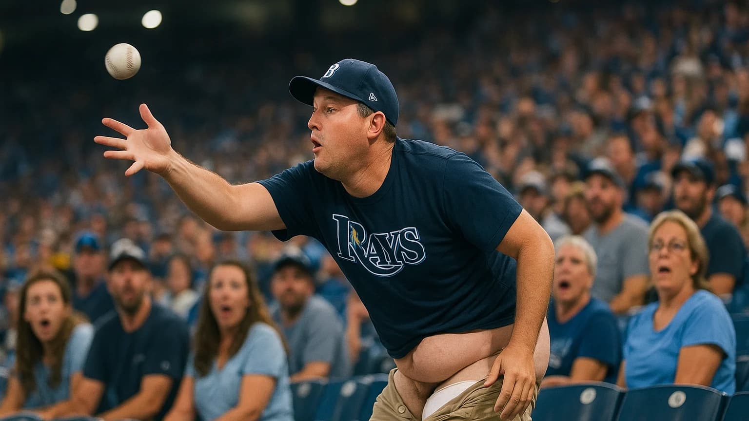 Baseball Foul Ball Leads to Unforgettable Pants Drop Moment!