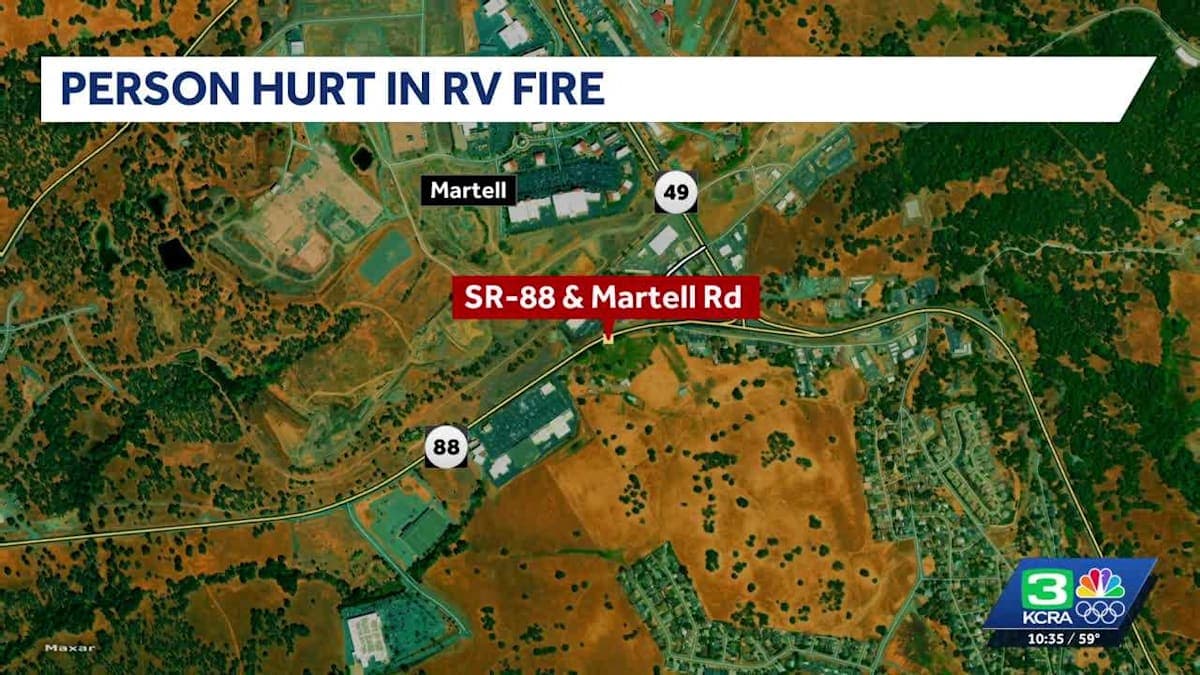 Fiery Mishap: RV Blaze Sends One to the Hospital in Amador County