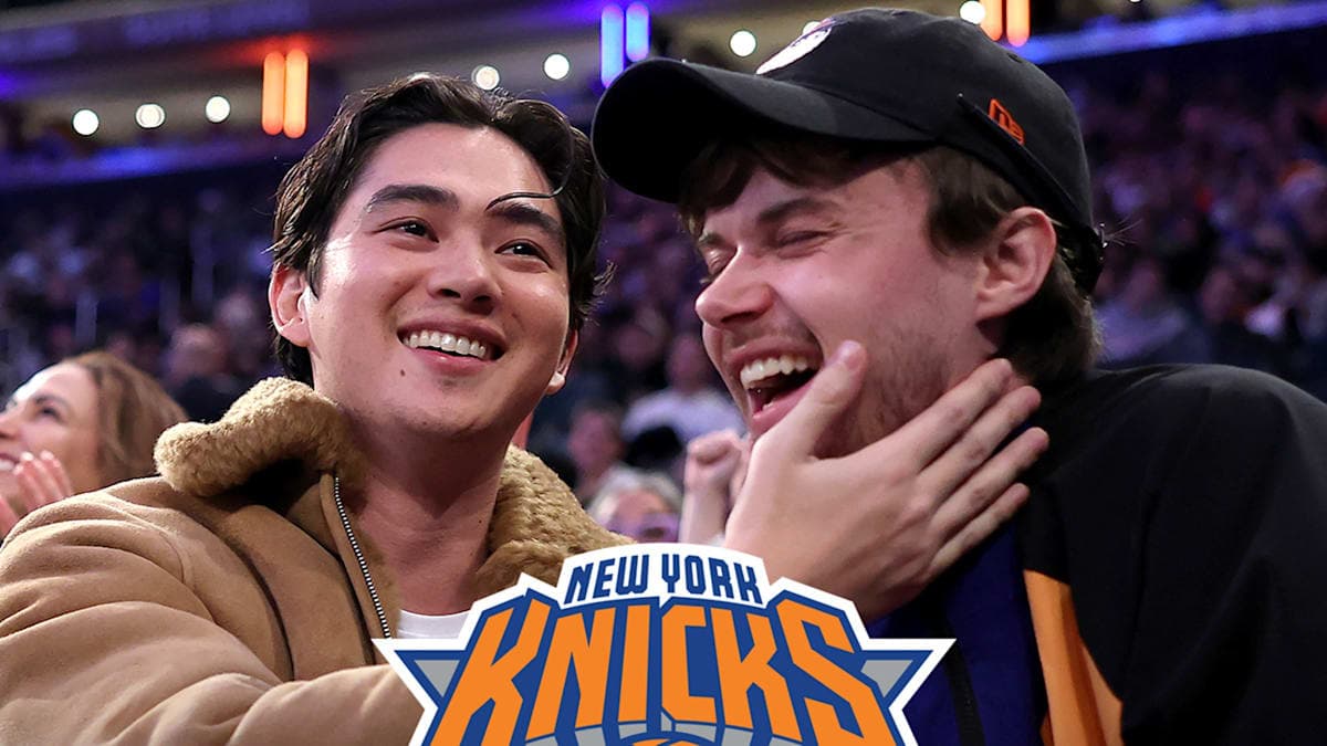 Love at the Knicks Game: Sean Kaufman and Christopher Briney Steal the Spotlight with a Smooch!