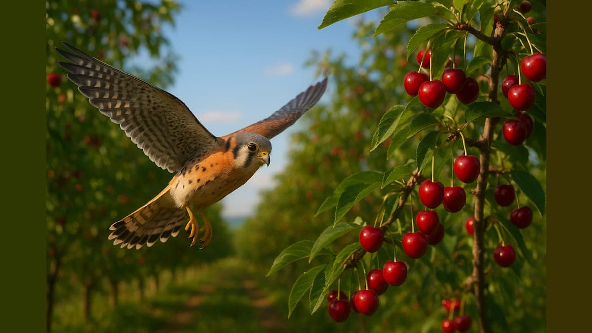 Hawks in the Orchard: How American Kestrels Are Saving Michigan Cherry Crops!