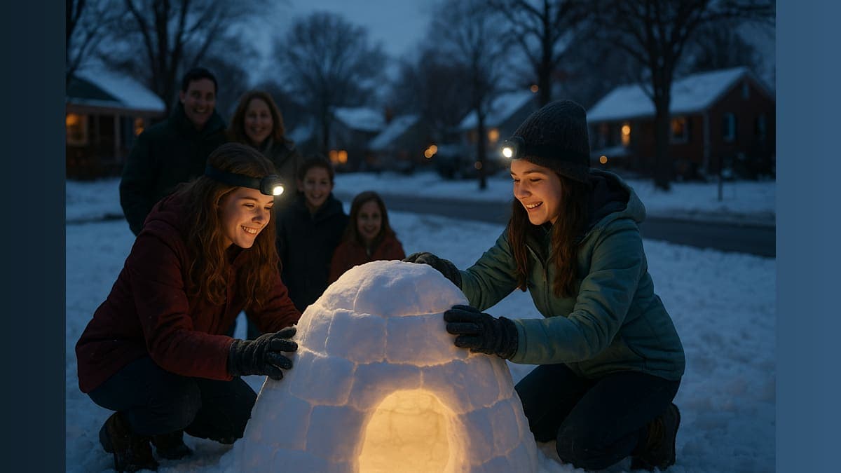 Teens Turn Winter's Chill Into Community Thrill with Heartwarming Igloo