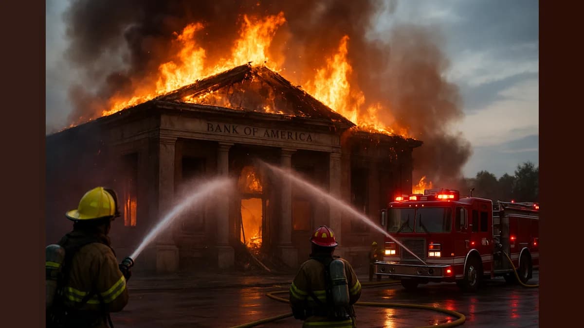 Flames Rise as Sacramento Firefighters Battle Blaze at Abandoned Bank of America