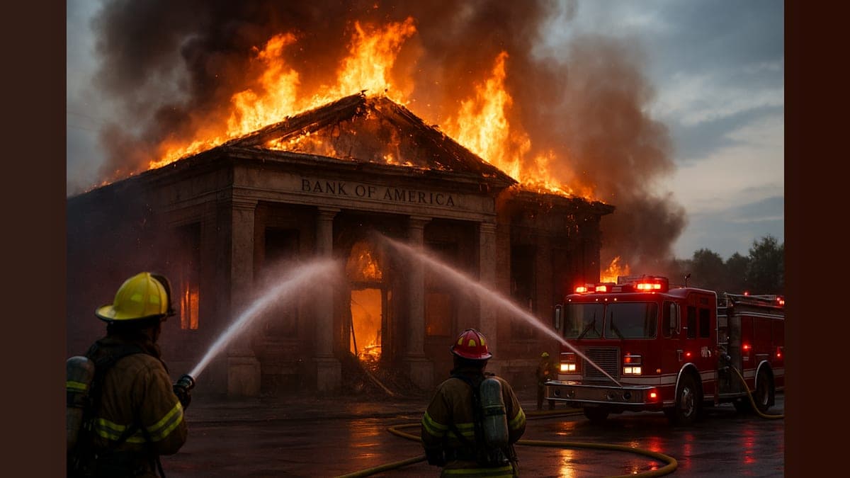Flames Rise as Sacramento Firefighters Battle Blaze at Abandoned Bank of America