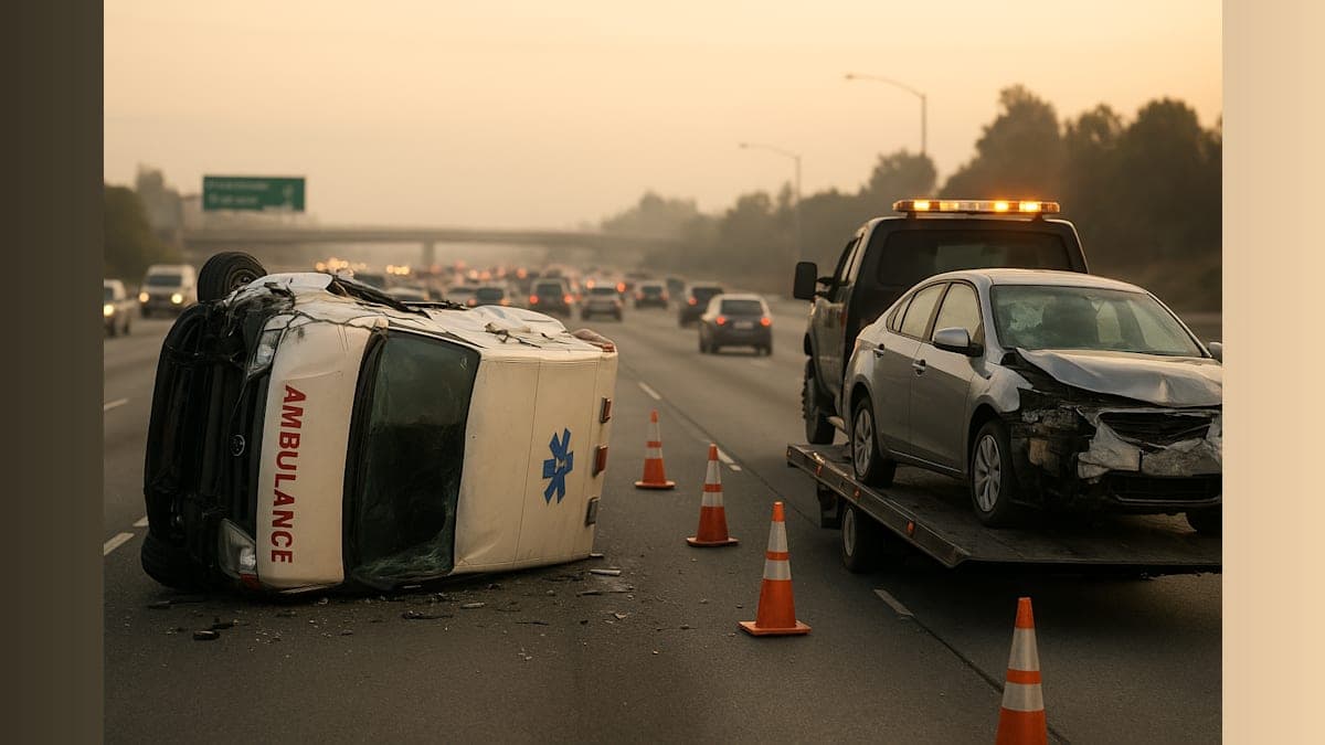 Traffic Tangle: Ambulance Crash Closes Highway 99 in Elk Grove