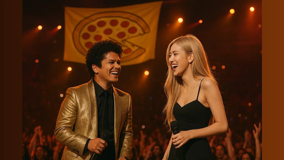 When Pizza and Pop Stars Collide: Bruno Mars and Rosé at the Grammys!