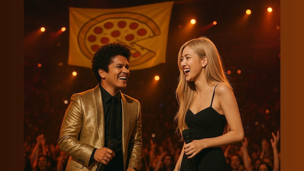 When Pizza and Pop Stars Collide: Bruno Mars and Rosé at the Grammys!