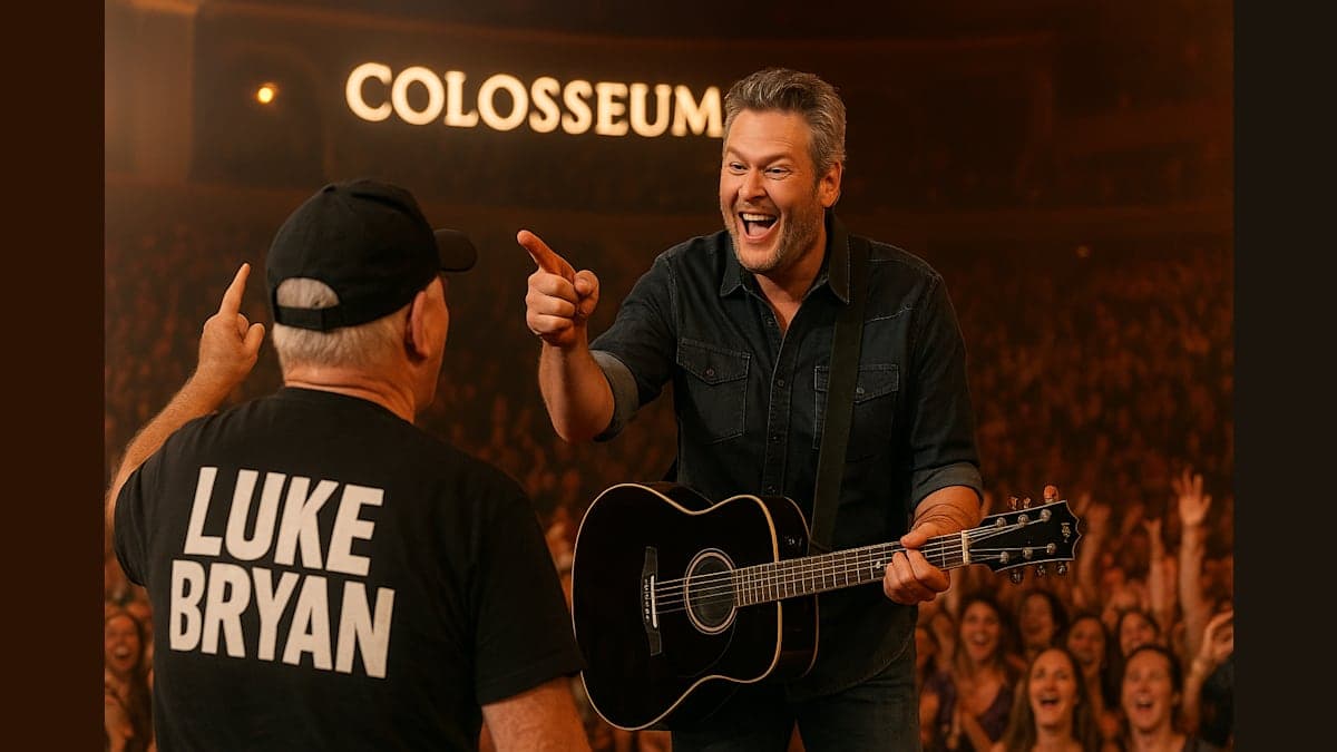 Blake Shelton Roasts Fan in Luke Bryan Shirt at Vegas Concert: “That Guy’s An Idiot!”