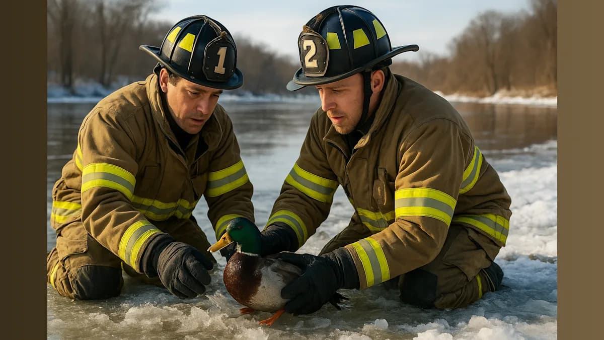 Frozen in Time: Firefighters Come to a Bird's Rescue on the Icy Connecticut River!