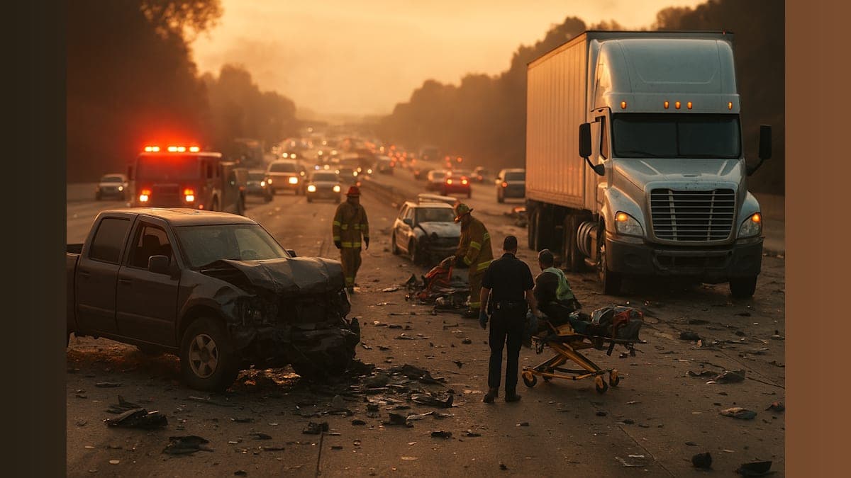 Tragic Chain Reaction: Pickup Driver Killed in I-5 Crash