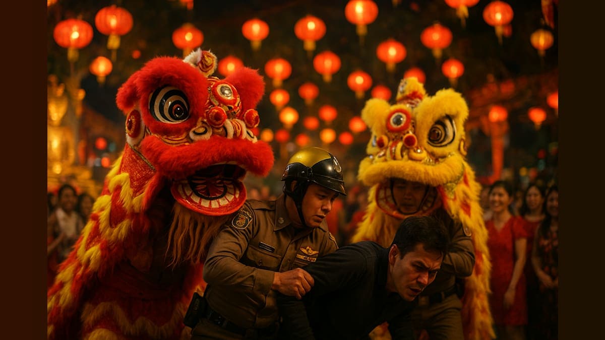Police Go 'Undercover' as Lion Dancers to Snag Art Thief During Lunar New Year!