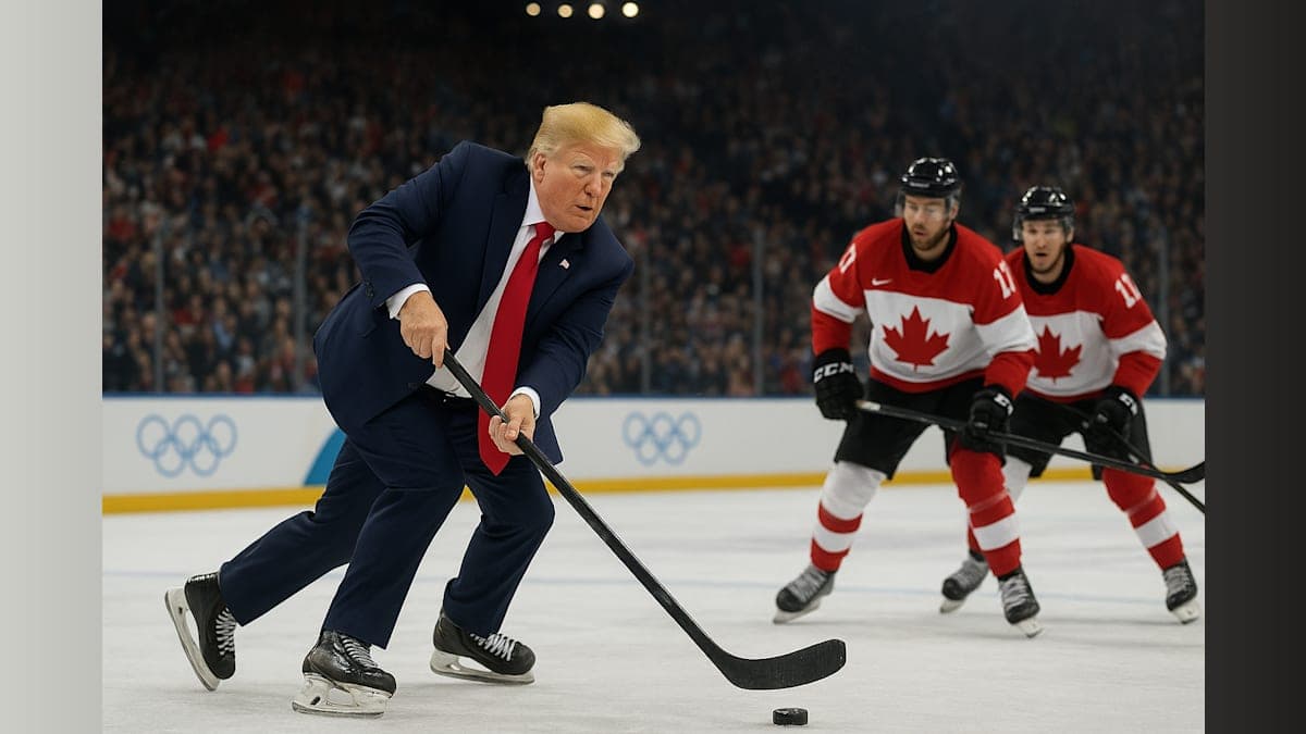 Trump Dons Skates: Watch Him Steal the Spotlight in Hilarious Olympic Hockey Video
