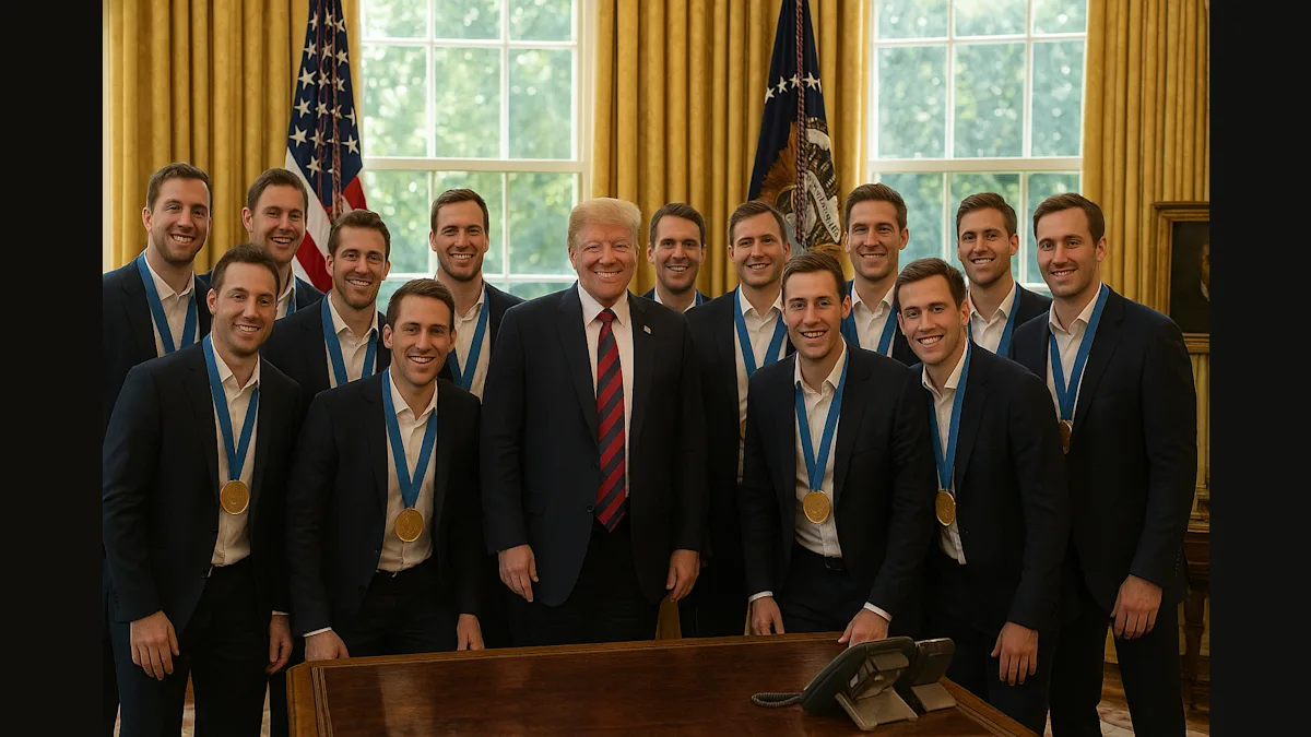 Gold Medals and Presidential Greetings: U.S. Hockey Team Celebrates at the White House!