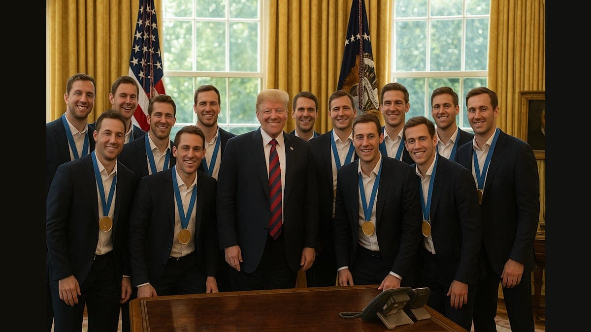 Gold Medals and Presidential Greetings: U.S. Hockey Team Celebrates at the White House!