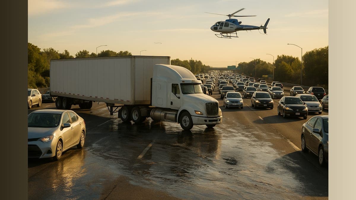 Highway 50 Goes Slick: Big Rig Spill Creates Traffic Chaos in Sacramento
