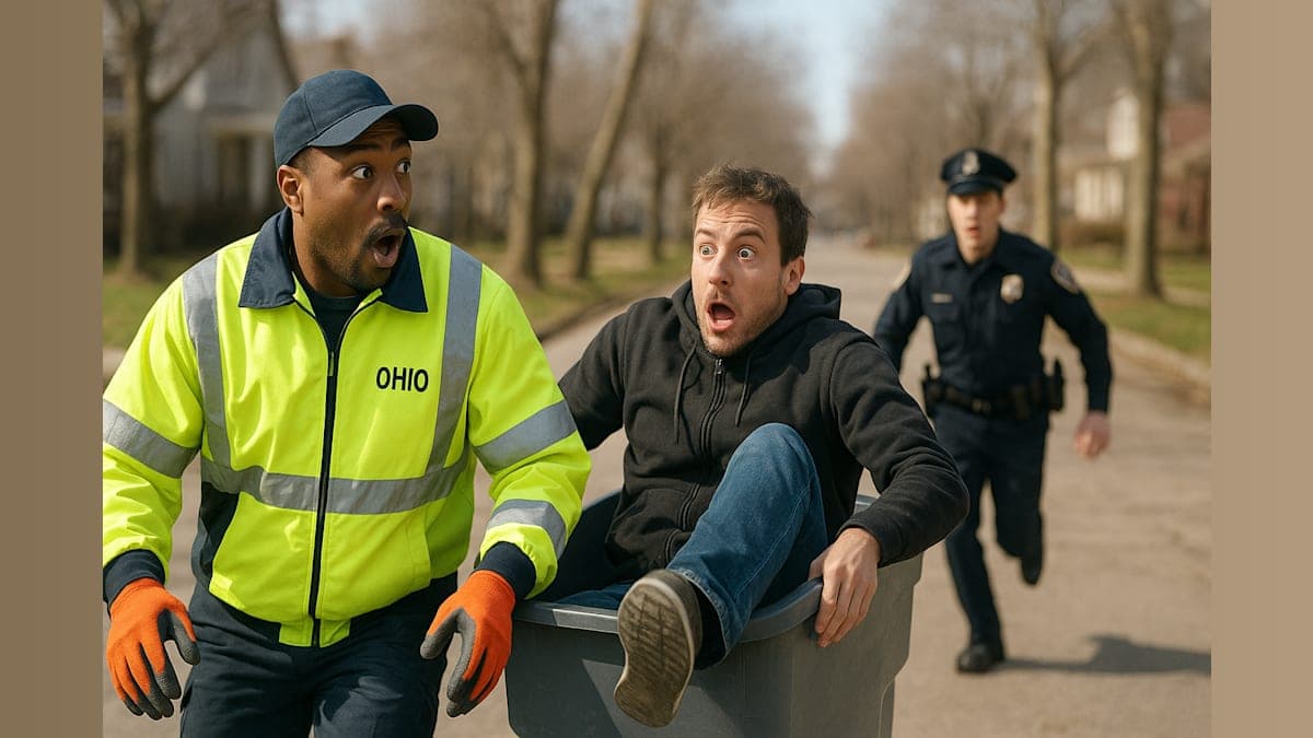 When Trash Goes Viral: Ohio Sanitation Worker Finds Suspect Hiding in a Can!