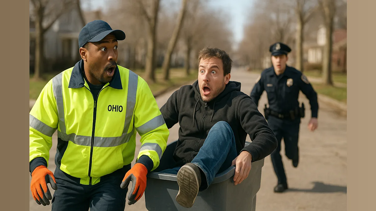 When Trash Goes Viral: Ohio Sanitation Worker Finds Suspect Hiding in a Can!
