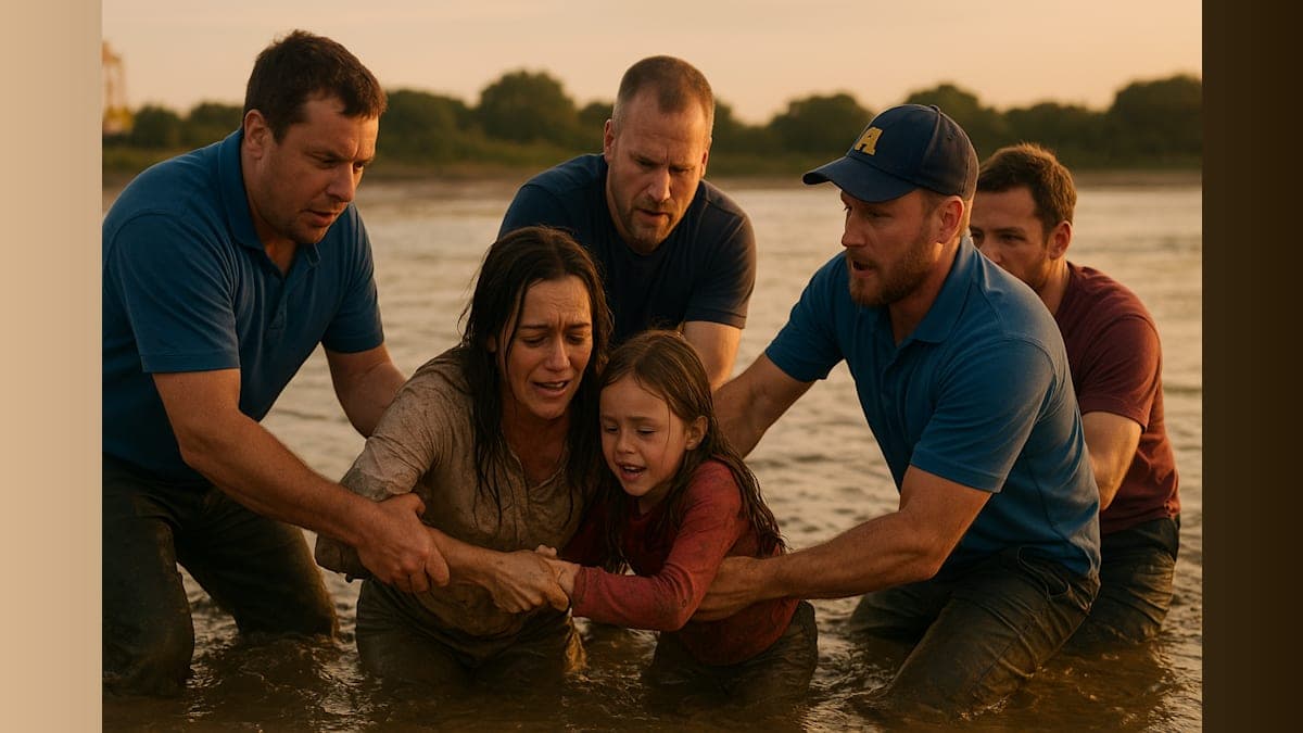Heroic Rescue: Mother and Daughter Stuck in Wet Sand, but Not for Long!