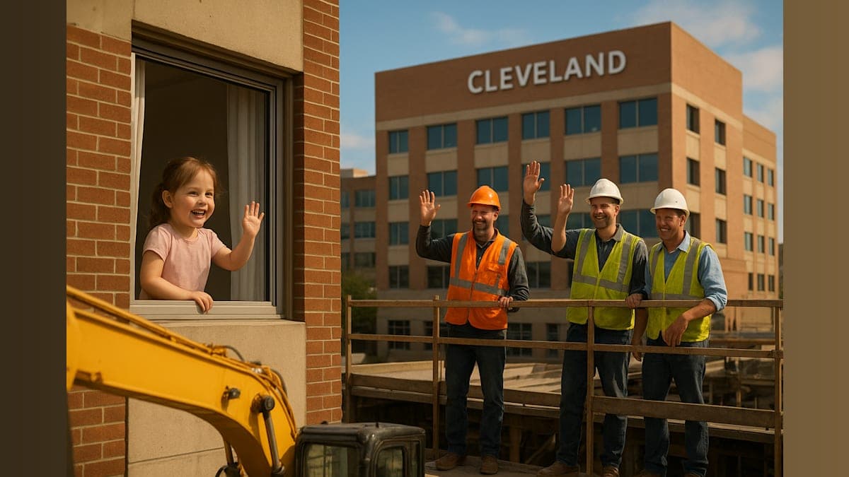 Construction Workers Wave Hope: A Heartwarming Connection with a Brave Young Girl