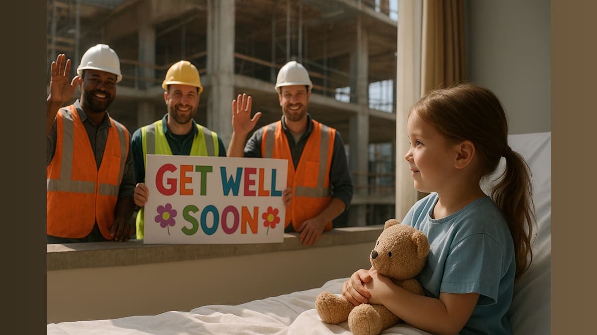 Construction Crew’s Heartwarming Act: Waving to a Little Girl in Need!