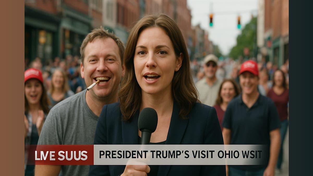 Cigarette Chewing Man Goes Viral During Trump's Ohio Visit – Unbelievable Moment Caught on Camera!