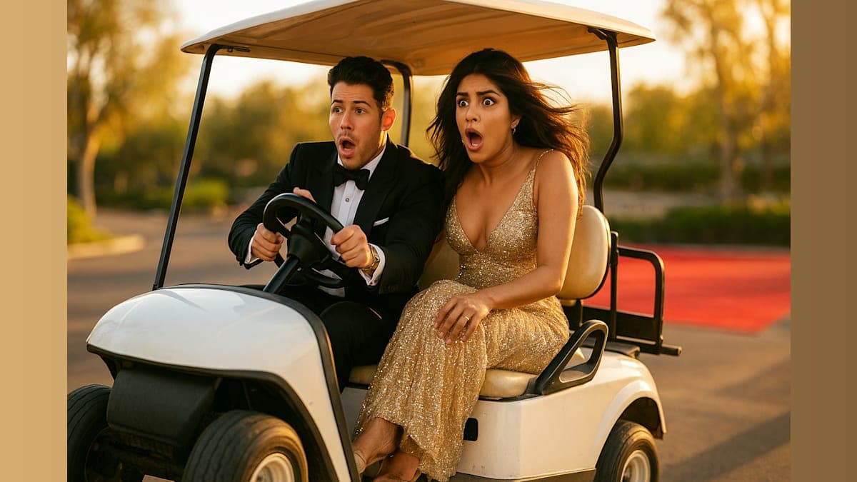 A Thrilling Oscar Entrance: Nick Jonas and Priyanka Chopra's Wild Golf Cart Ride!