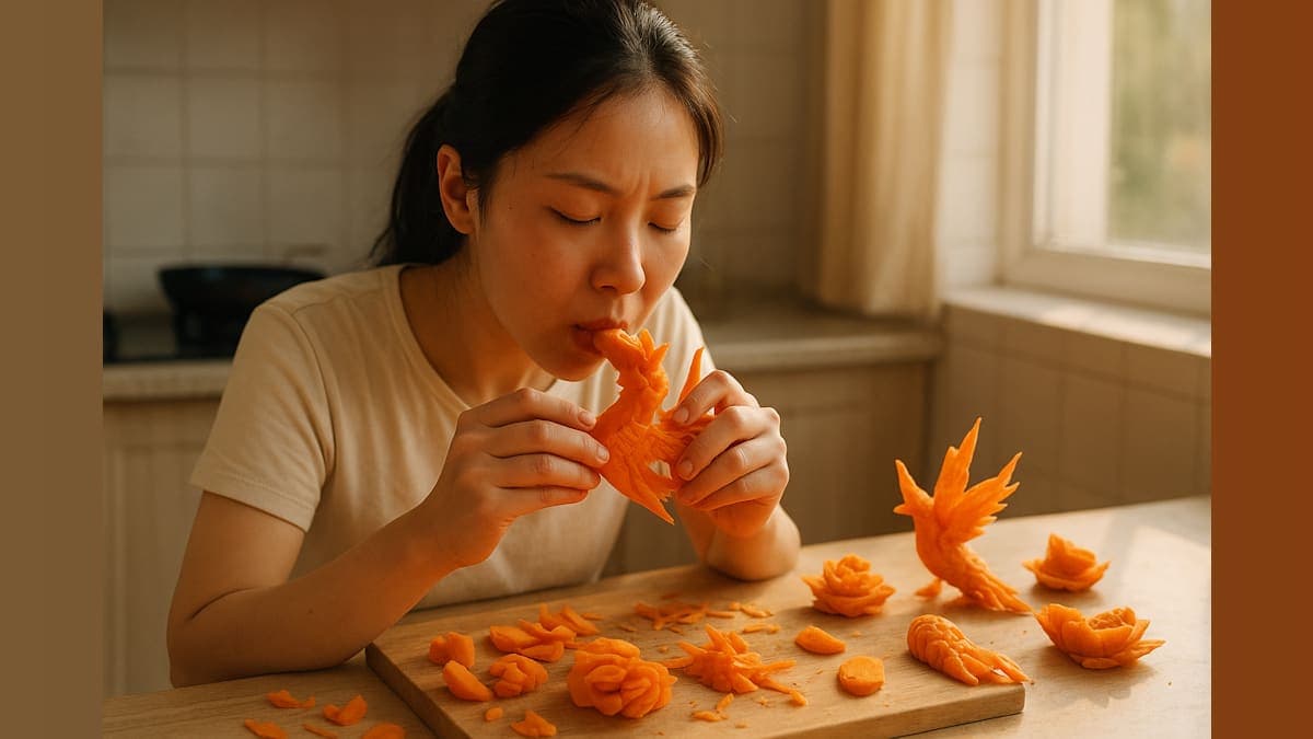 Carrot Couture: Meet the ‘Human 3D Printer’ Carving Art with Her Teeth!