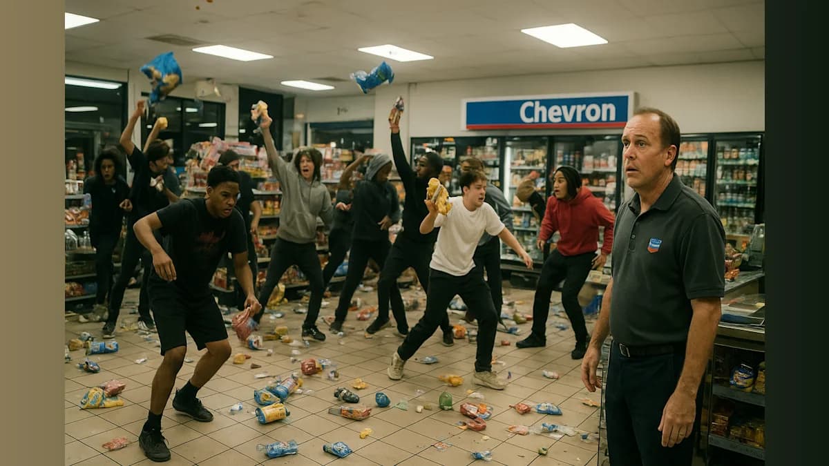 When Kids Go Wild: A Chevron Gas Station's Unexpected Takeover!