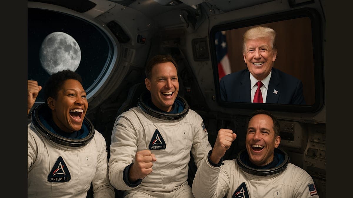 Trump Calls NASA's Modern-Day Pioneers on Their Historic Lunar Journey