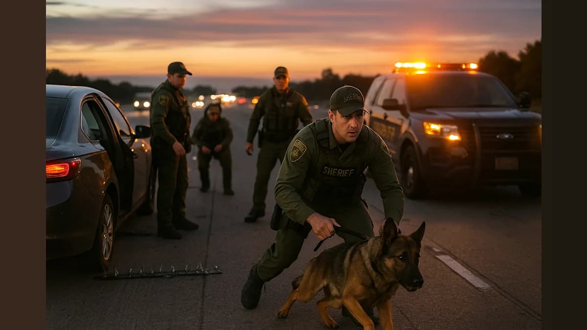 Driver's Shocking Act: K-9 Stabbed During Slow-Speed Interstate Chase!