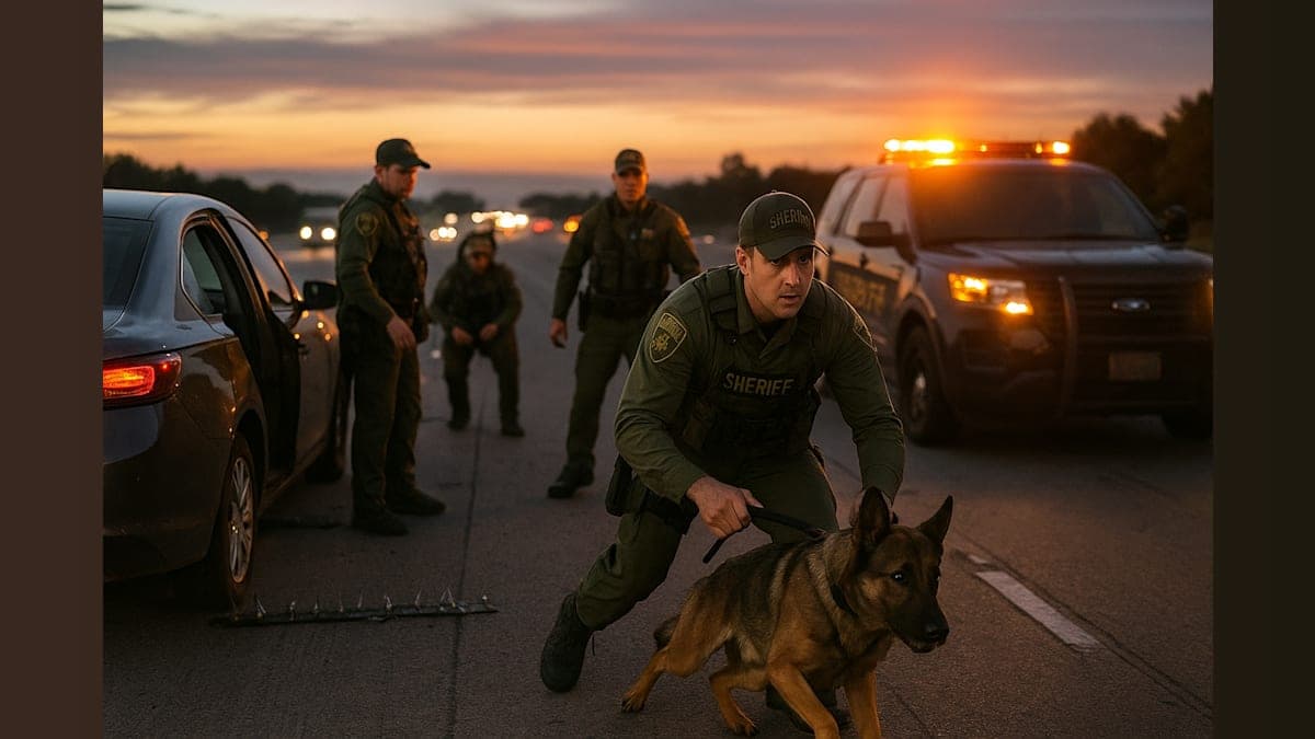Driver's Shocking Act: K-9 Stabbed During Slow-Speed Interstate Chase!