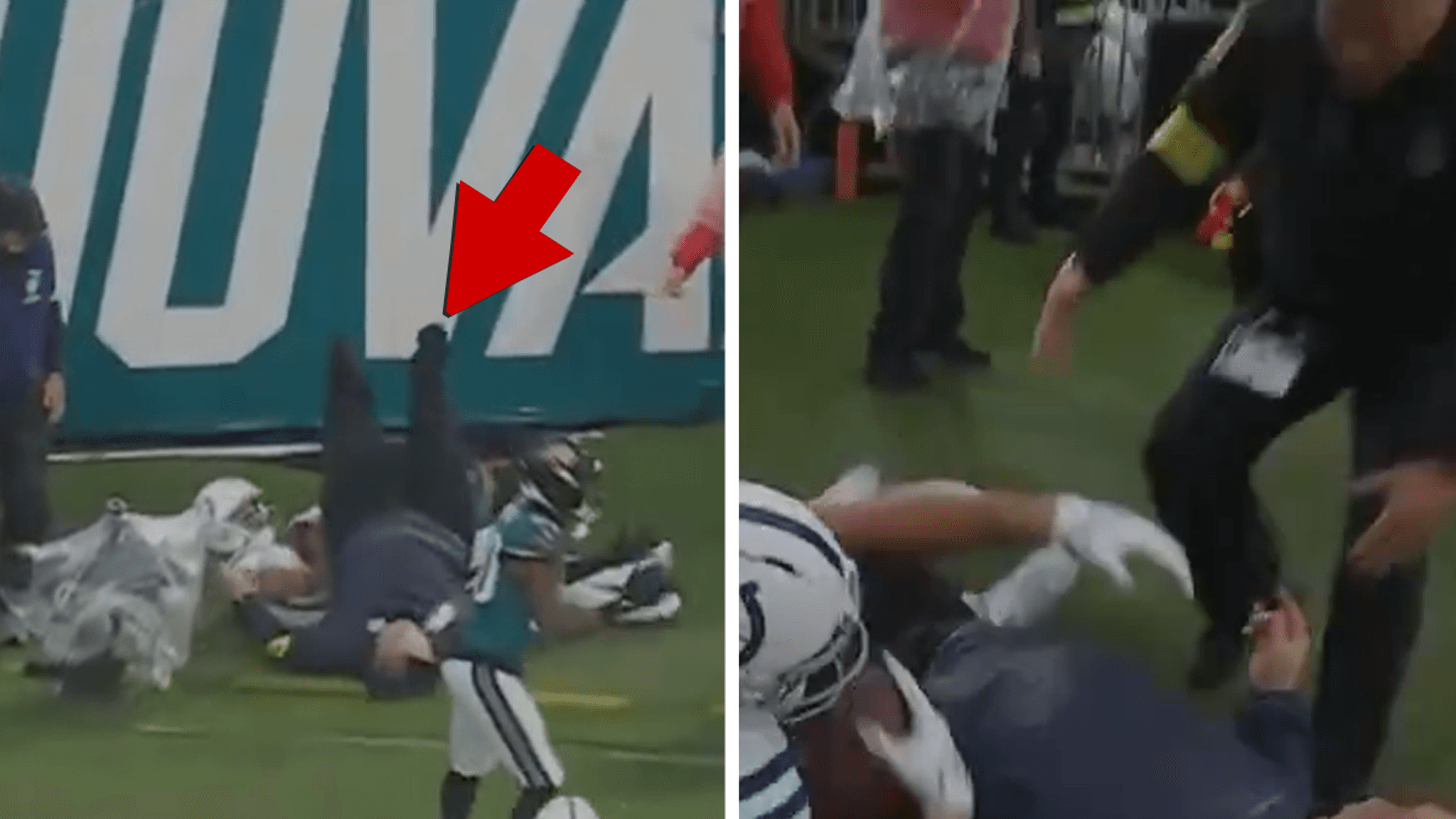 NFL Player Collides with Security Guard: An Unforgettable Moment on the Field!